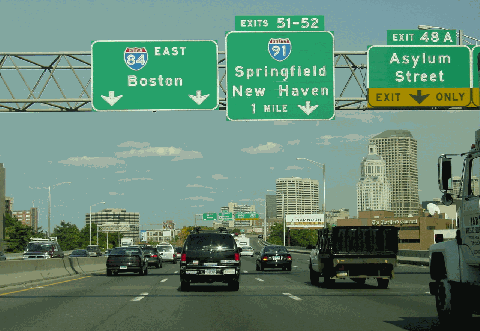 ... 84 approaching downtown Hartford. (Photo by Jim K. Georges